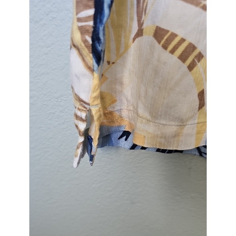 Cubavera Mens Large Tropical Leaf Patchwork Viscose Rayon Hawaiian Shirt Blue XL - Picture 6 of 7